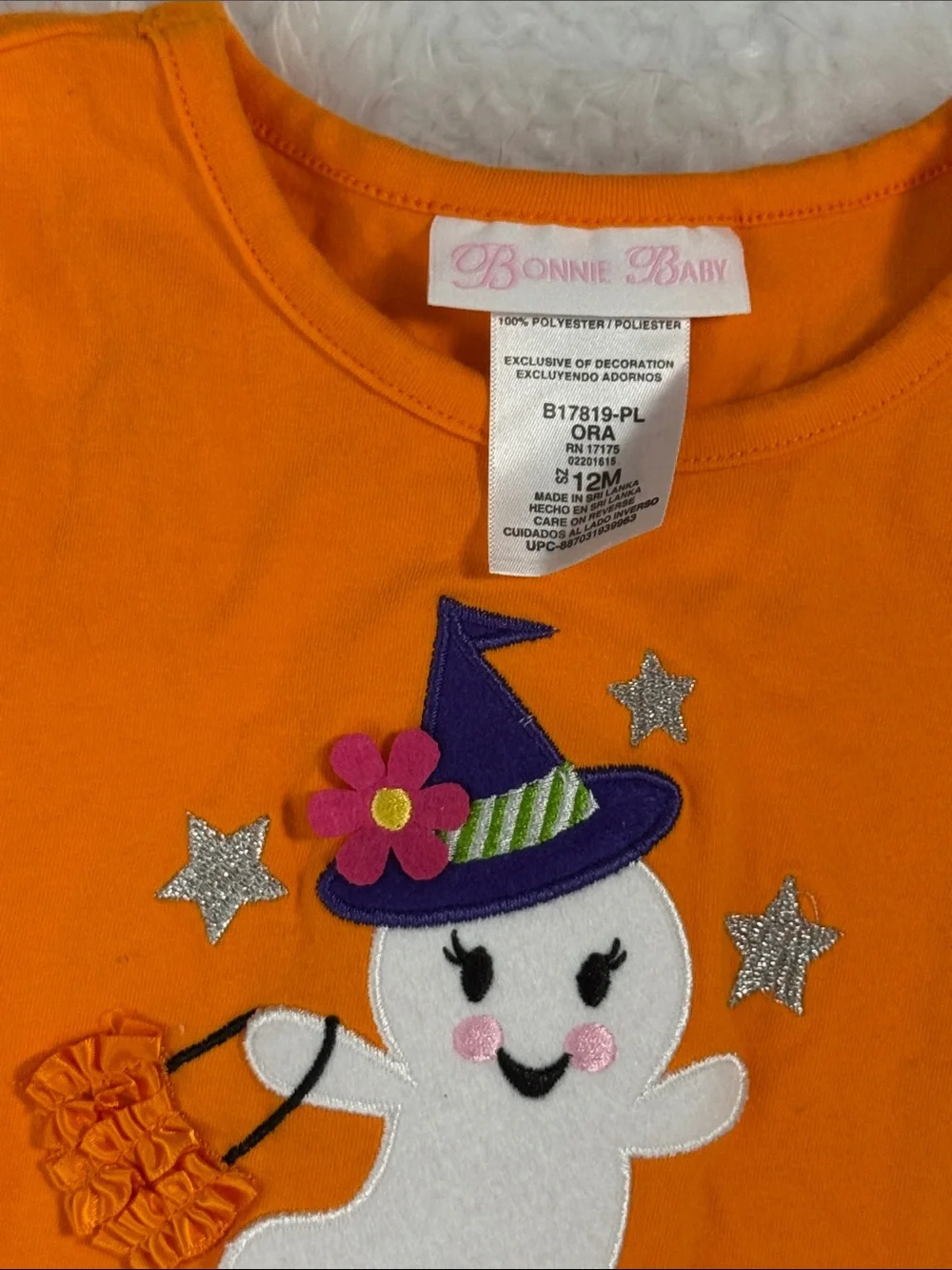 Kids Orange Ghost Ruffle Costume Set 12 months